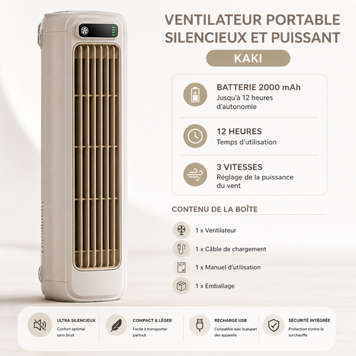 FreshAir Pro™ – Ventilateur Portable Rechargeable USB