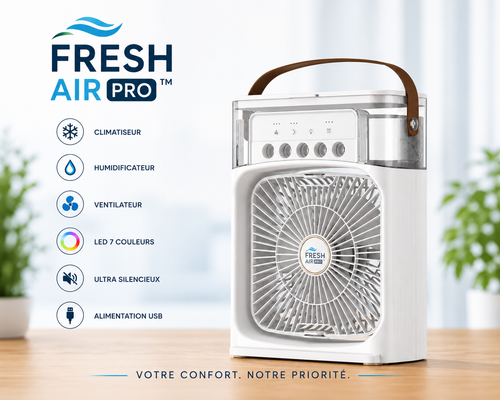 FreshAir Pro™ – Mini Climatiseur 3-en-1 Portable