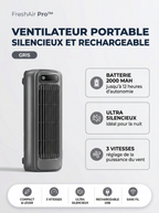 FreshAir Pro Ventilateur Portable Rechargeable USB Gris — fiche produit